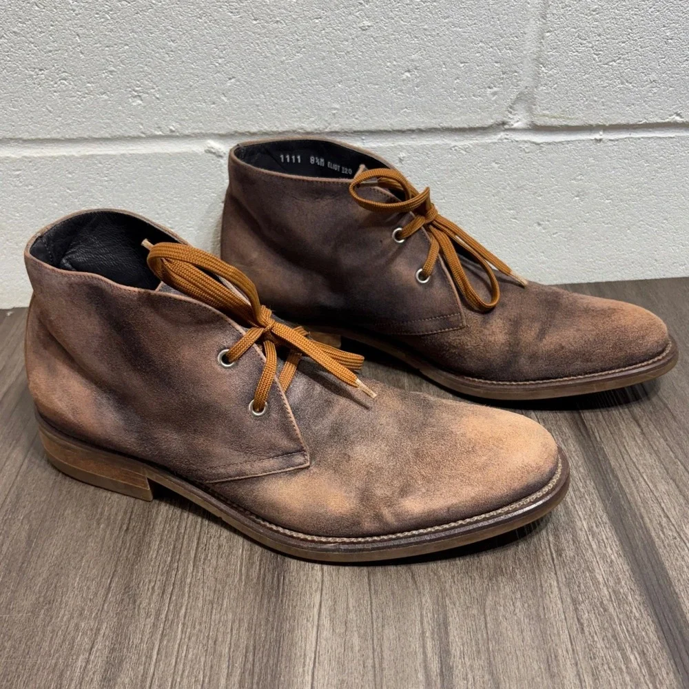 Donald J Pliner Eliot Chukka Boots Men's 8.5M Brown Distressed Suede Italy Boots